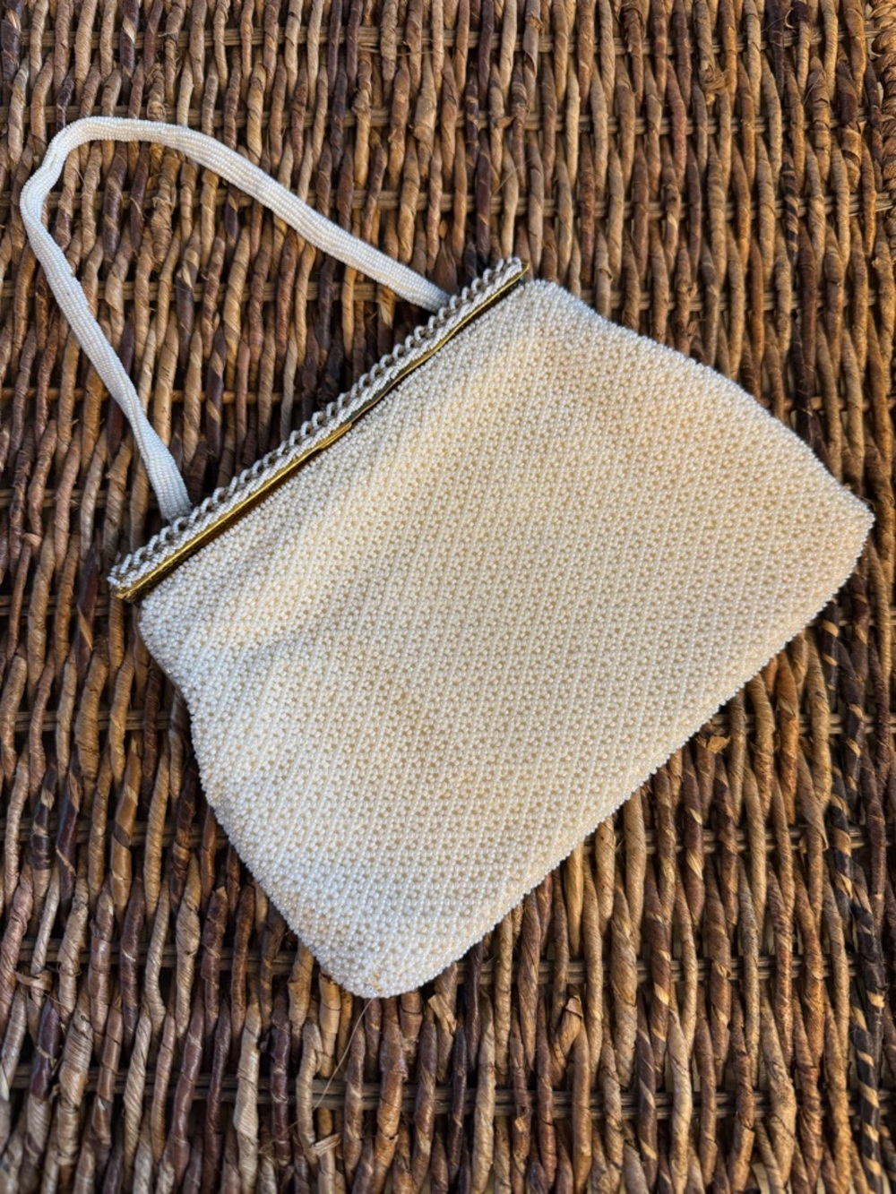 Vintage Walborg Ivory Beaded Bridal Special Occasion Purse Handmade In France